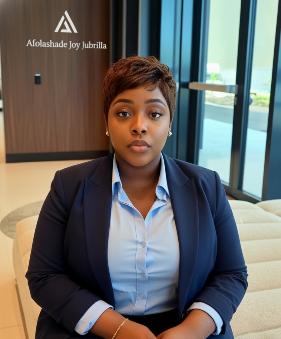 Afolashade thoughtful, hand on chin